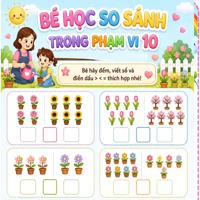 Phiếu bài tập toán mầm non – tiền tiểu học so sánh trong phạm vi 10