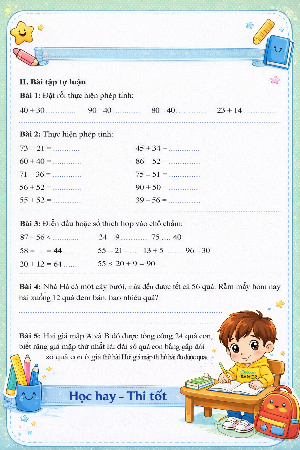 bai tap nang cao cong tru khong nho trong pham vi 100 toan lop 1 h2*953505