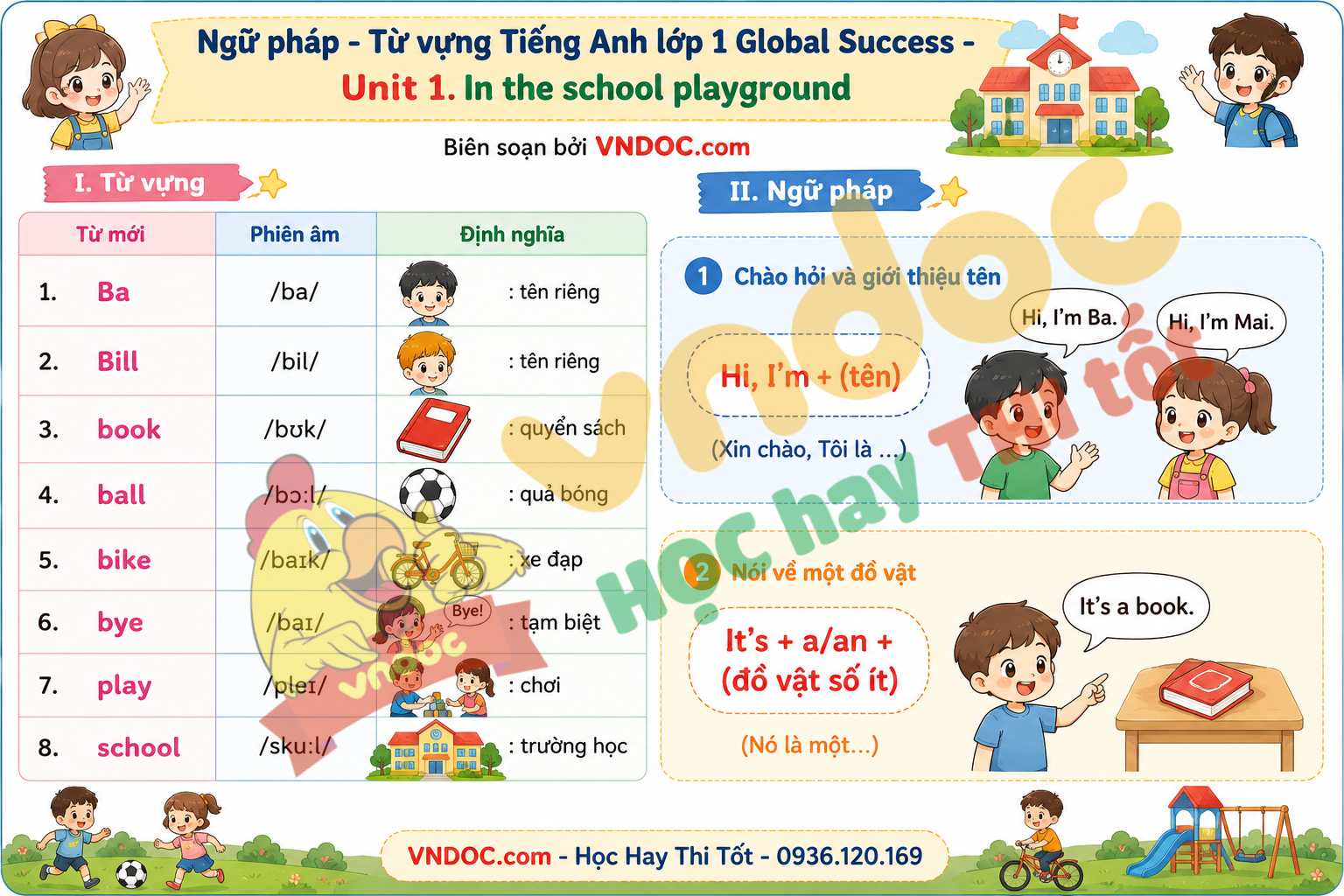 Tiếng Anh lớp 1 Unit 1 minh họa 1