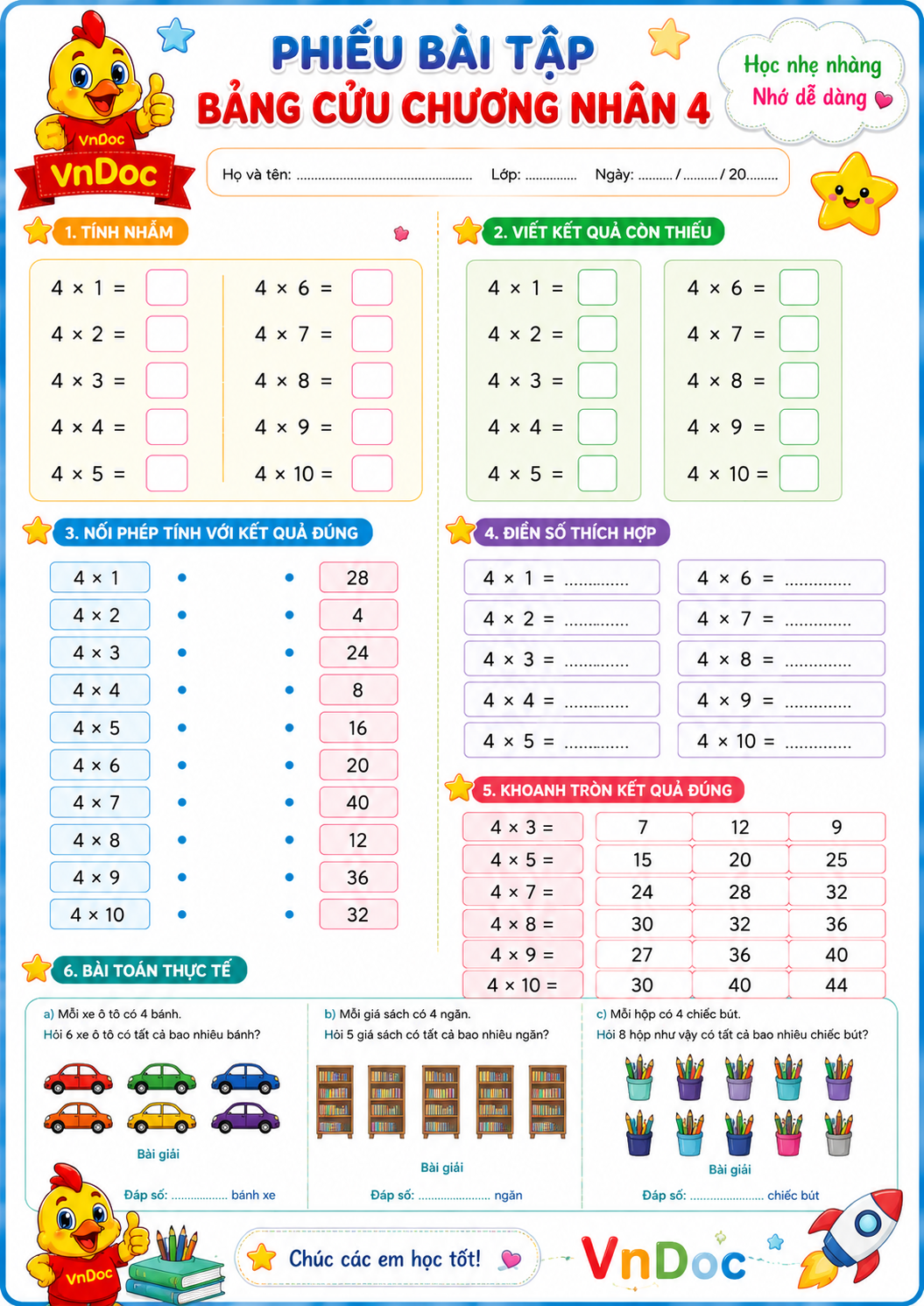 Bảng cửu chương nhân 4