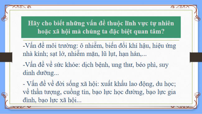 Ngữ văn 12 Bài 5: Trình bày báo cáo kết quả nghiên cứu về một vấn đề tự nhiên hoặc xã hội