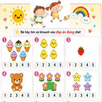 Bé làm quen với toán: Đếm hình khoanh vào đáp án đúng dành cho trẻ từ 4 đến 6 tuổi