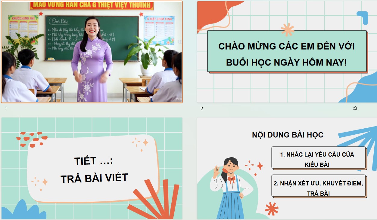 Giáo án PPT Văn 10 Kết nối tri thức Bài 4 Tiết trả bài