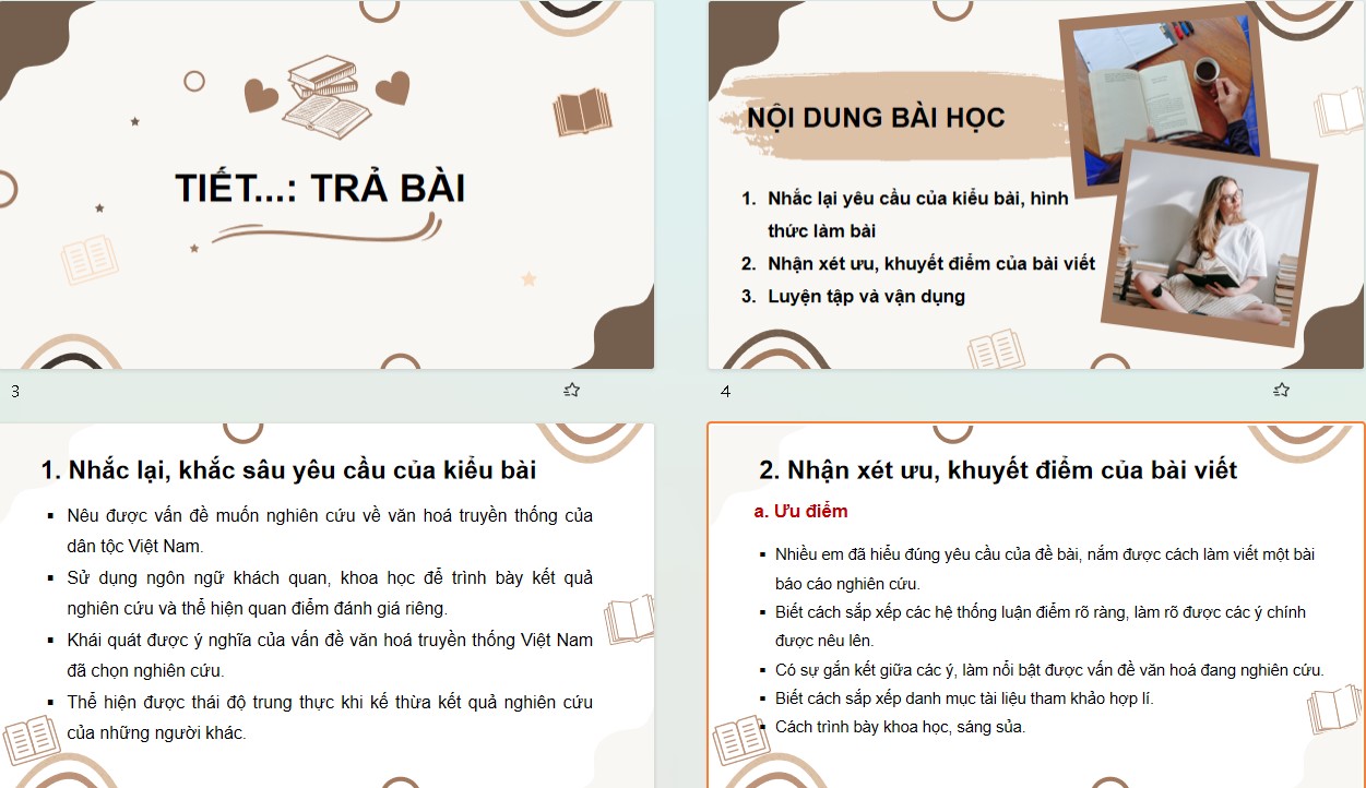 Giáo án PPT Văn 10 Kết nối tri thức Bài 5 Tiết trả bài