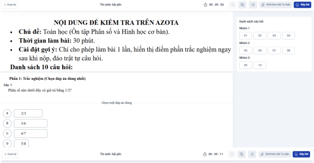 Bài tập tự luận Chương 4 Chuyên đề: Chuyển đổi số trong kiểm tra và đánh giá