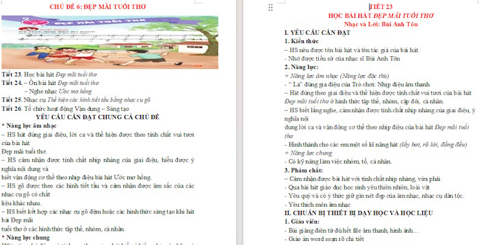 Giáo án Âm nhạc 3 Chủ đề 6 Tiết 23: Học bài hát Đẹp mãi tuổi thơ