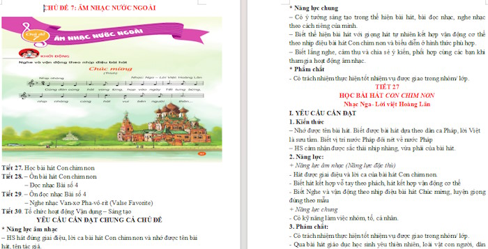 Giáo án Âm nhạc 3 Chủ đề 7 Tiết 27: Học bài hát Con chim non
