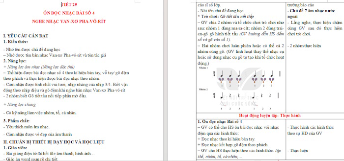 Giáo án Âm nhạc 3 Chủ đề 7 Tiết 29: Ôn đọc nhạc Bài số 4. Nghe nhạc Van-xơ Pha-vô-rít (Valse Favorite)