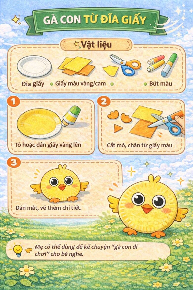 Làm gà con từ đĩa giấy
