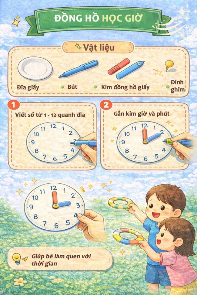 Làm đồng hồ từ đĩa giấy