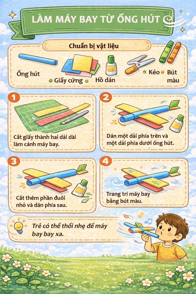 Làm máy bay từ ống hút