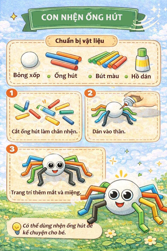 Làm con nhện ống hút