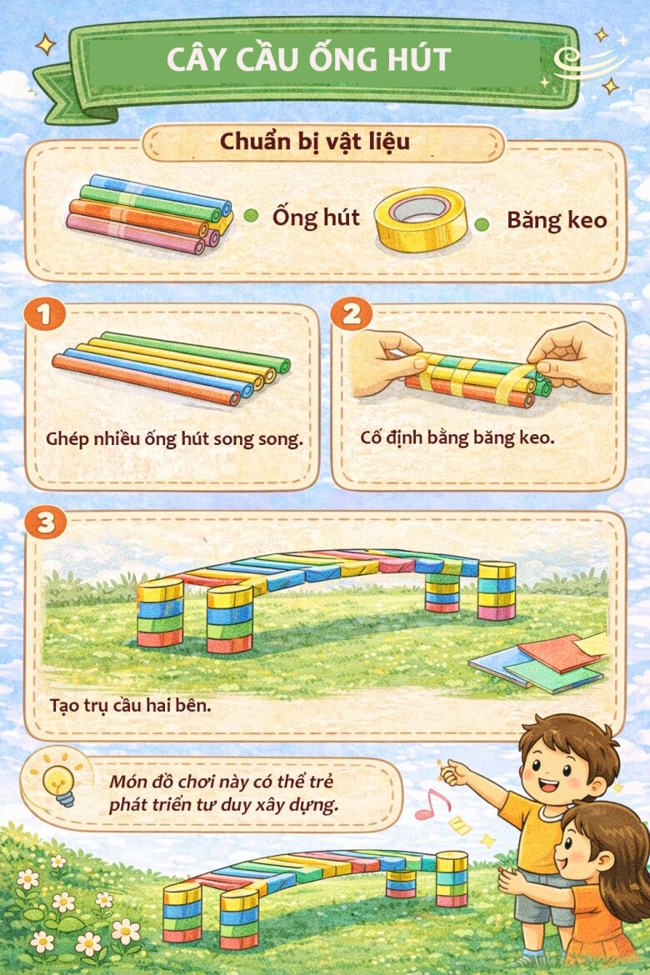 Làm cây cầu ống hút