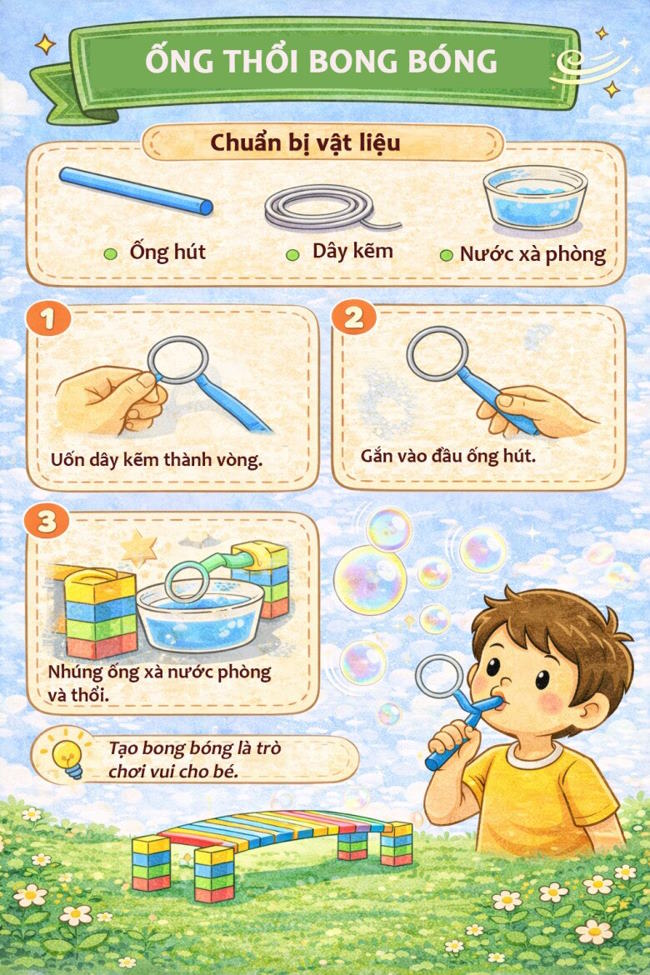 Làm ống thổi bong bóng từ ống hút