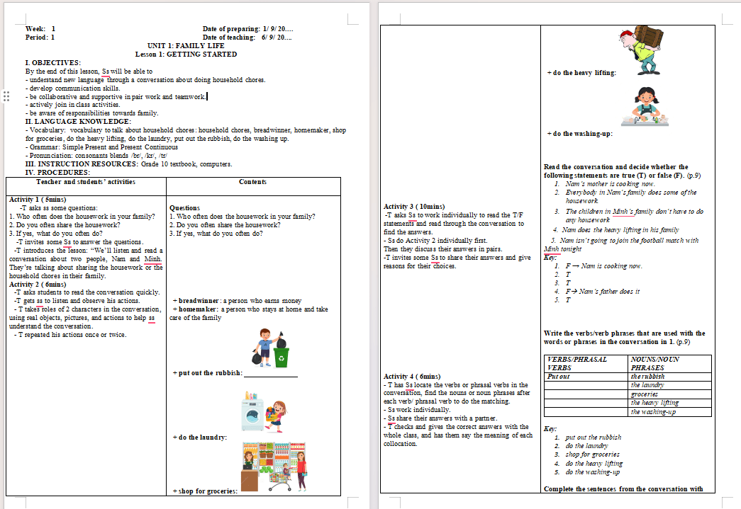 Giáo án Tiếng Anh 10 Unit 1: Getting Started