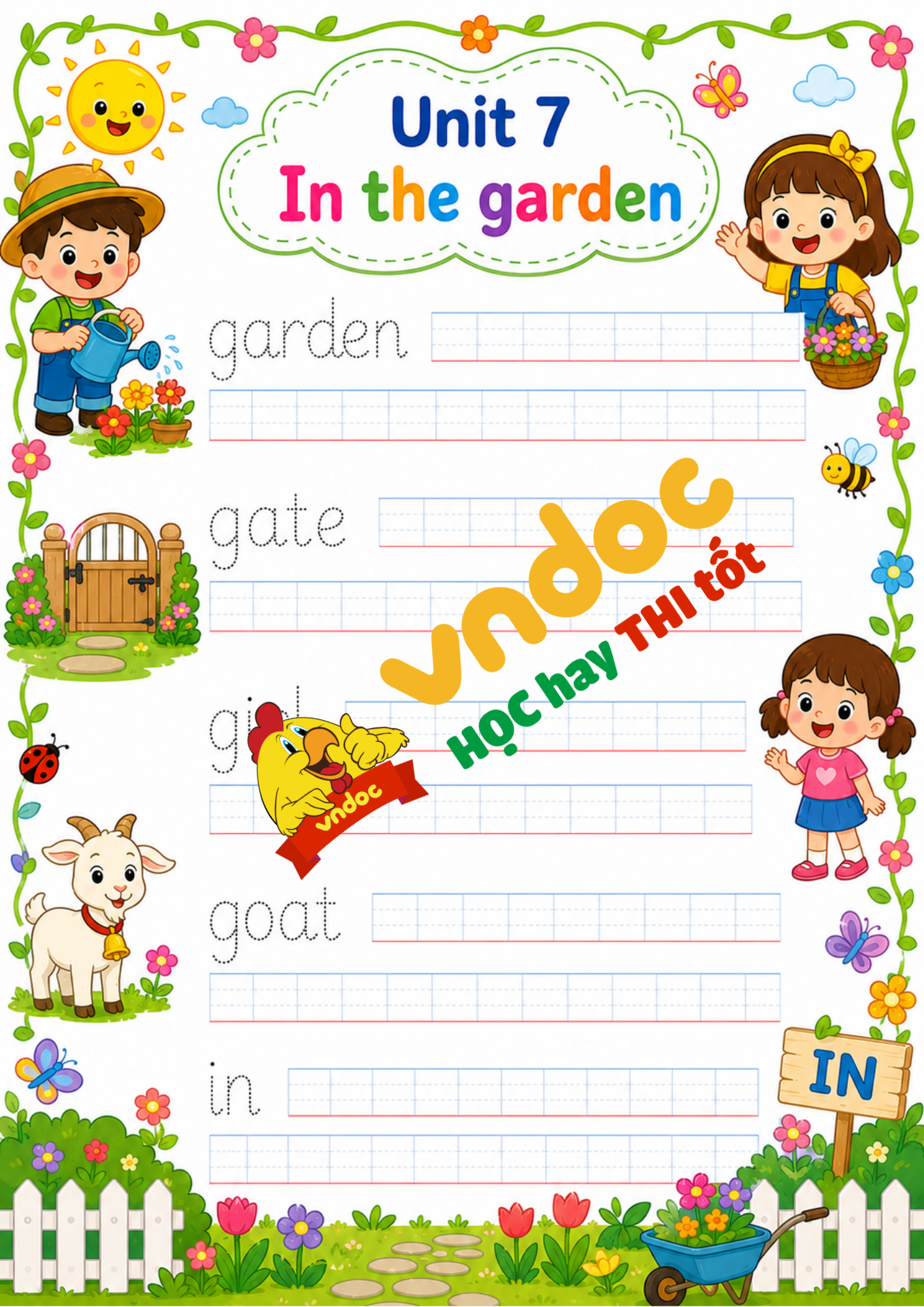 Tập viết Tiếng Anh lớp 1 Unit 7 In the garden 