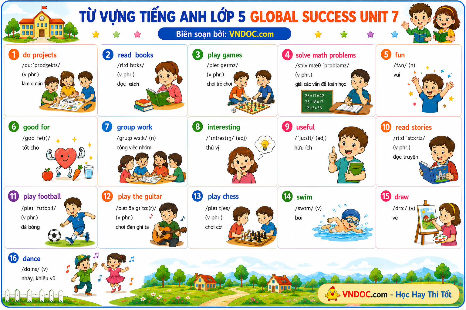 Từ vựng Unit 7 lớp 5 Global Success