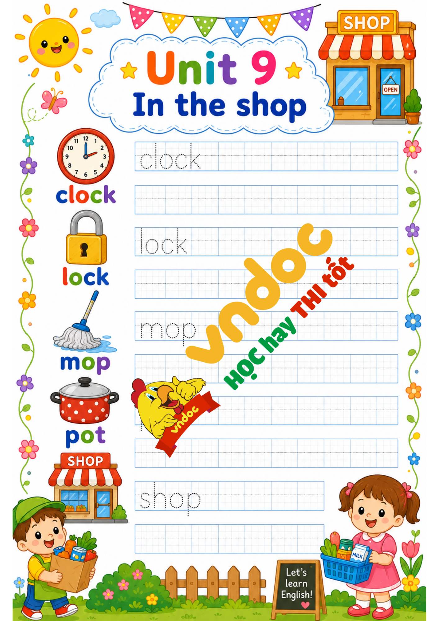 Tập viết Unit 9 lớp 1