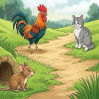 Truyện ngụ ngôn: Chuột nhỏ, Gà trống nhỏ và Mèo