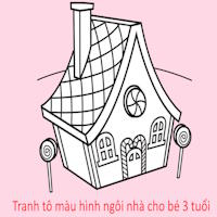Tranh tô màu hình ngôi nhà cho bé 3 tuổi