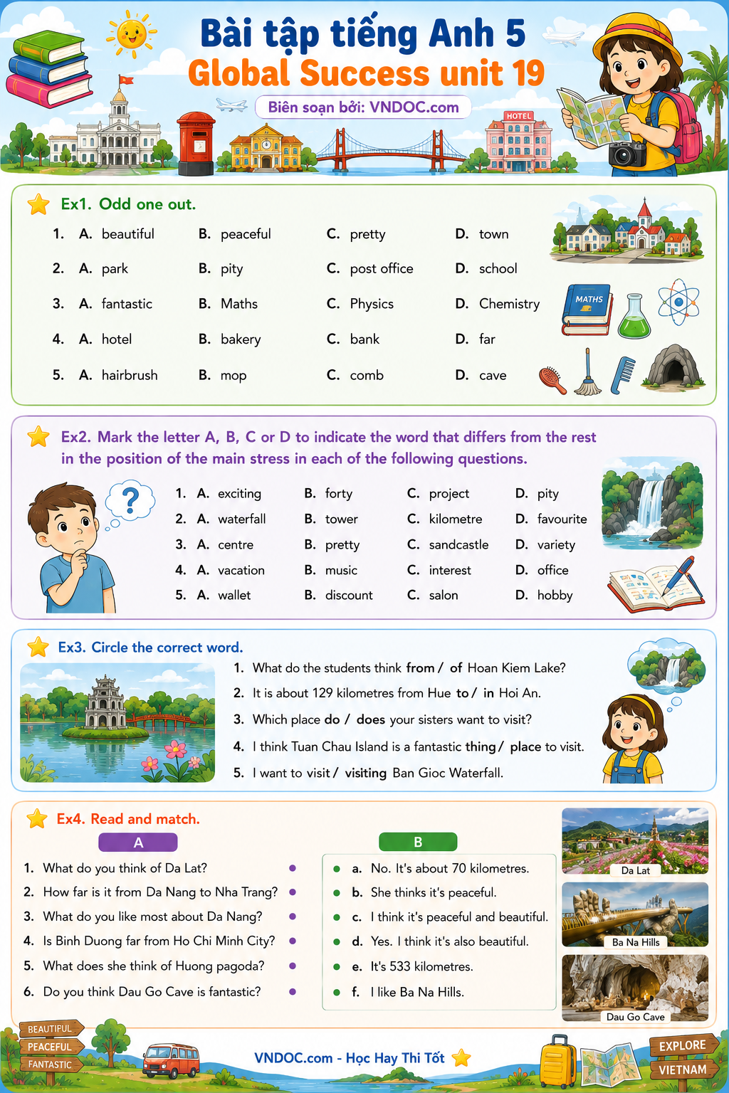 Bài tập tiếng Anh 5 Global Success Unit 19 Places of interest