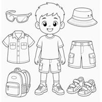 Tranh tô màu trang phục bé trai, bé gái