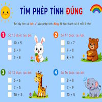 Phiếu Toán: Tìm các phép tính đúng