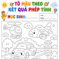 Phiếu tô màu theo kết quả phép tính
