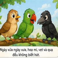 Truyện ngụ ngôn: Hoạ mi, vẹt và quạ