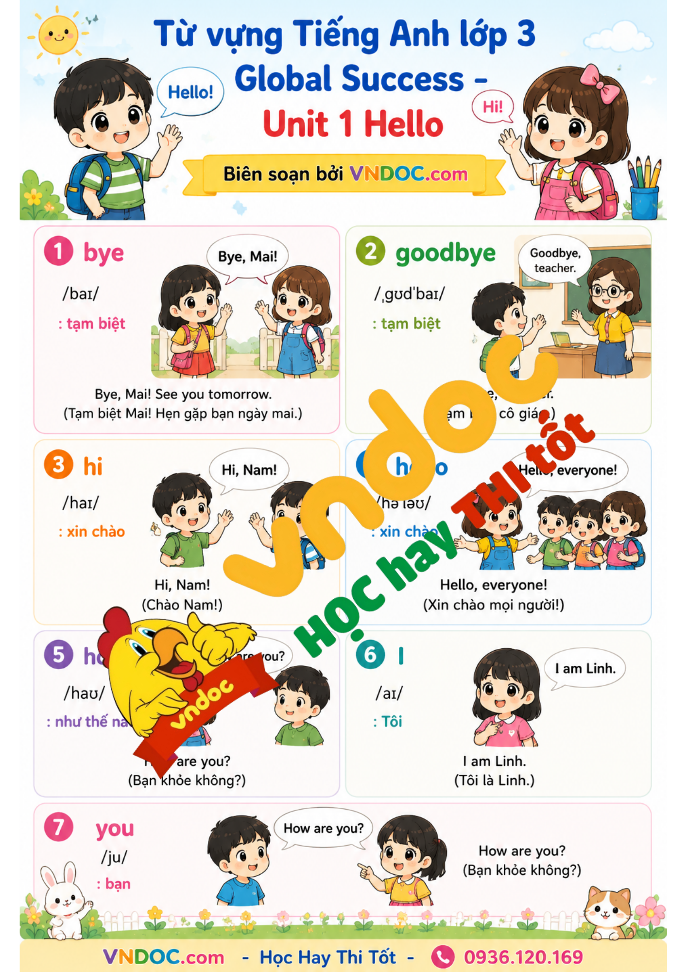 Từ vựng Unit 1 lớp 3