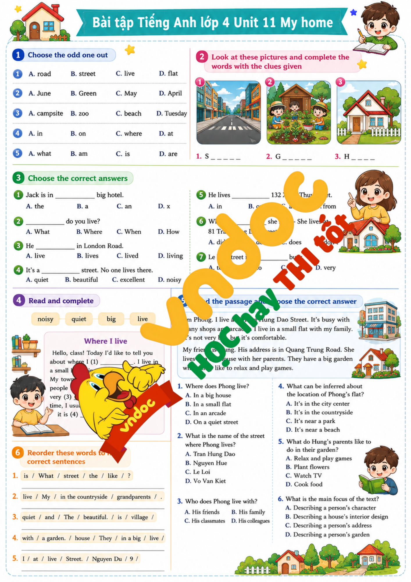 Bài tập Unit 11 lớp 4 minh họa