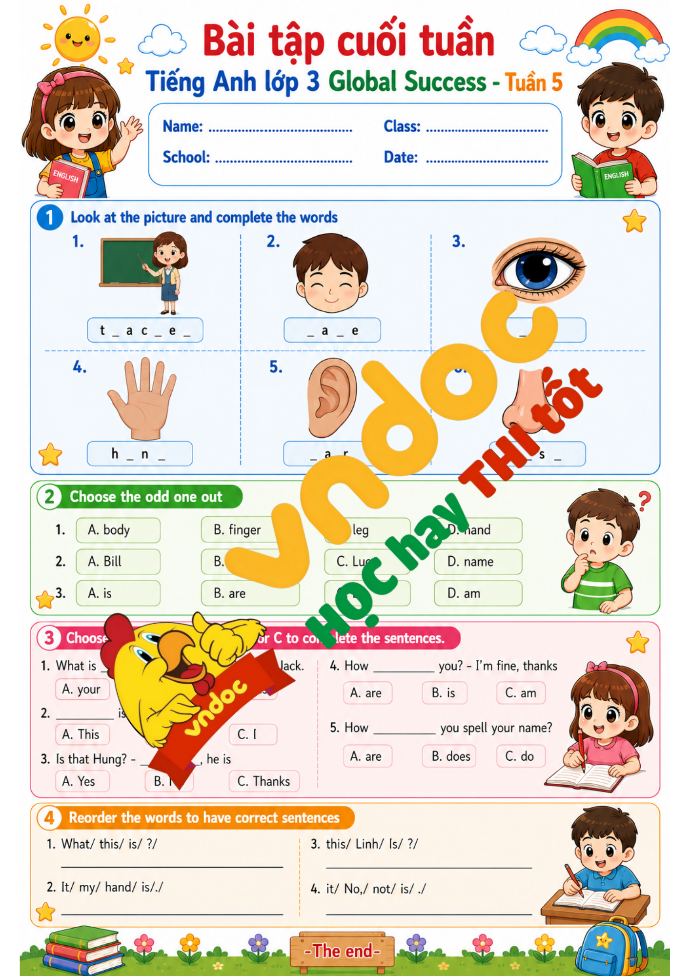 BTCT Tiếng Anh 3 tuần 5
