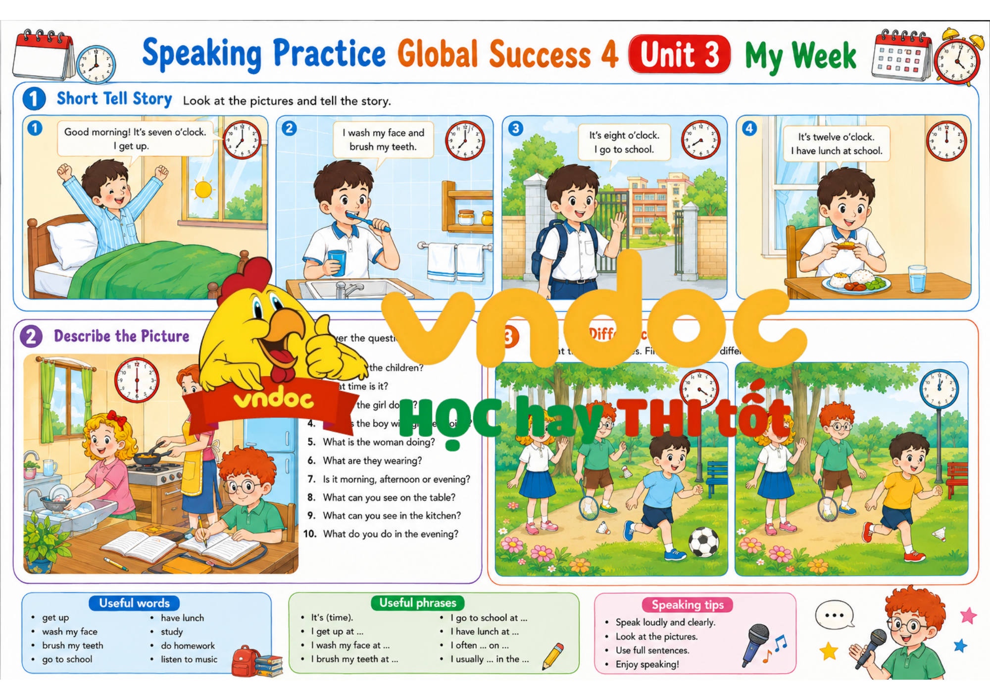 Speaking Practice Unit 3 My Week minh họa