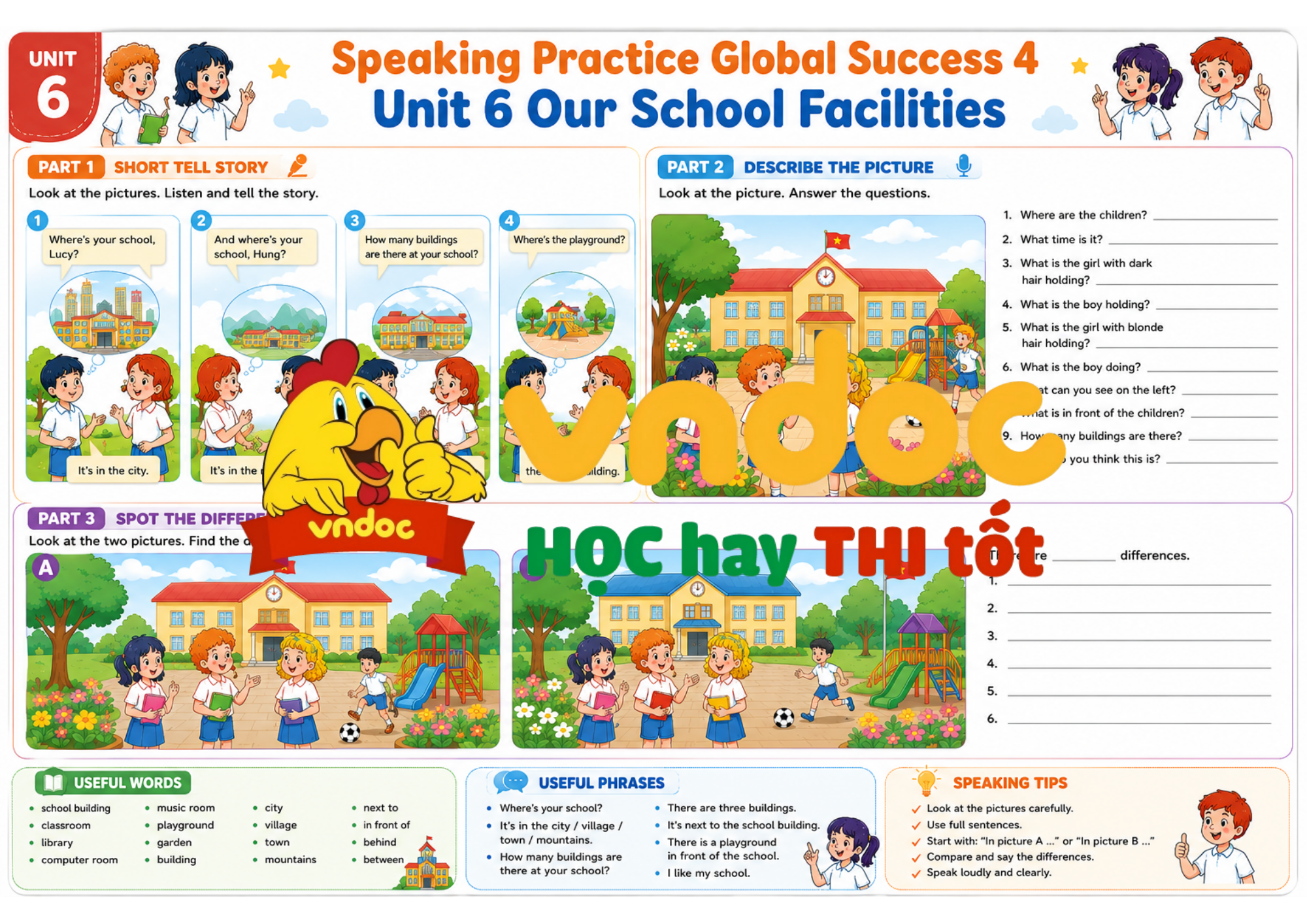 Speaking Practice Unit 6 Our School Facilities minh họa