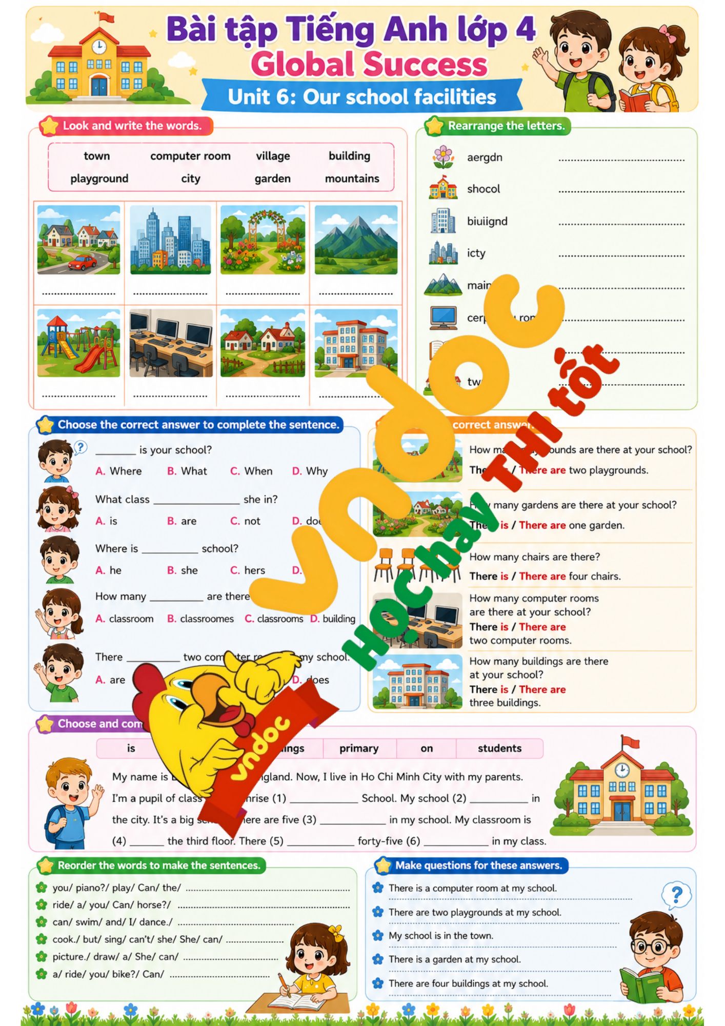 Bài tập Unit 6 lớp 4 minh họa