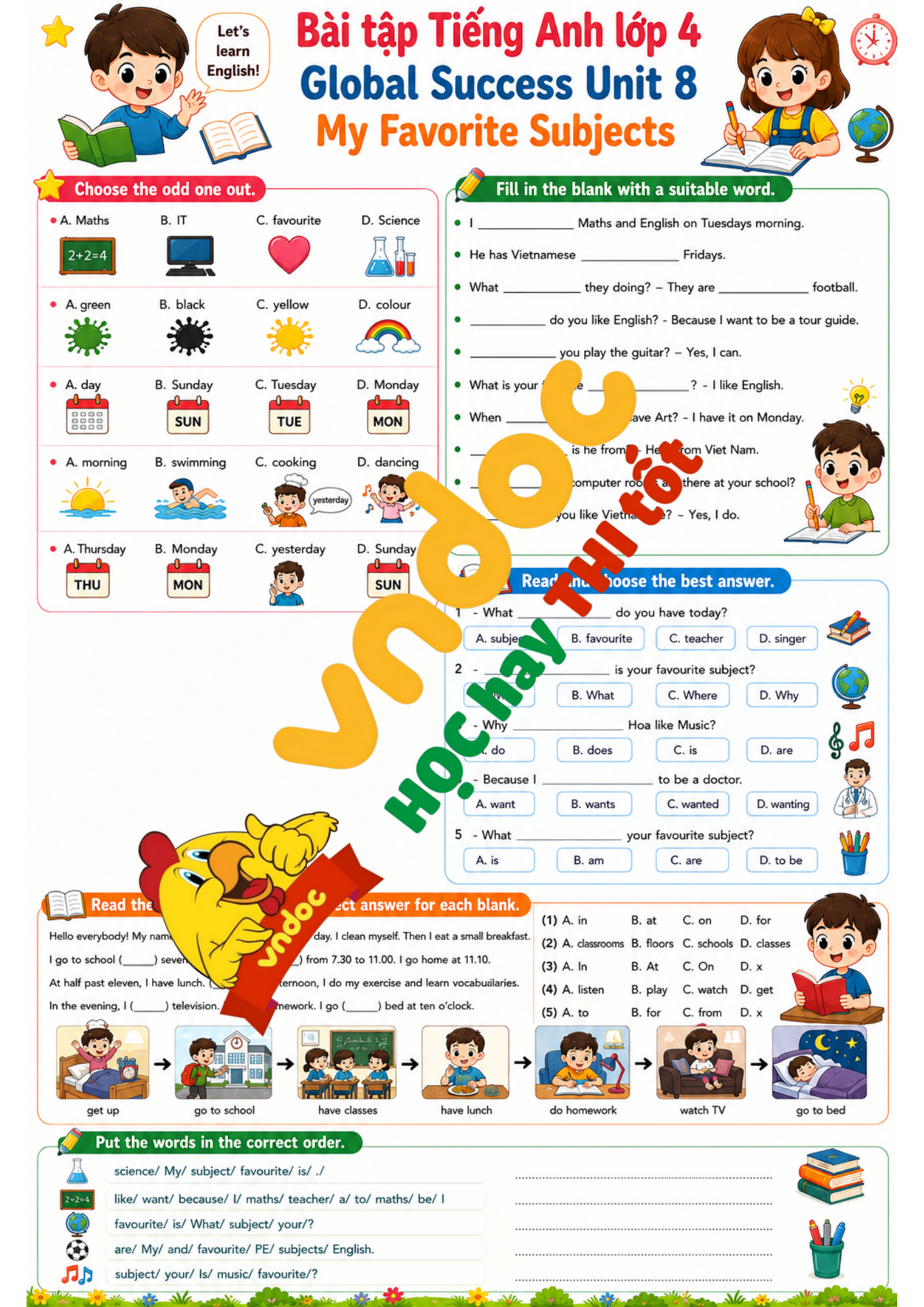Bai tập Unit 8 lớp 4 minh họa