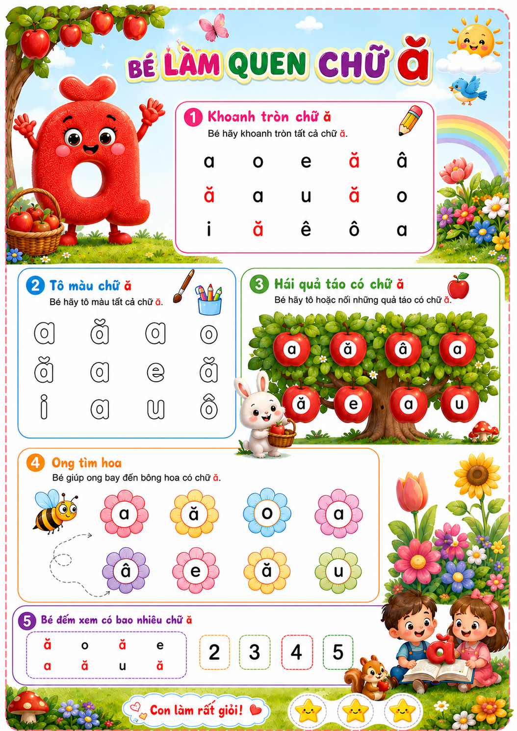 Bài tập chữ cái a