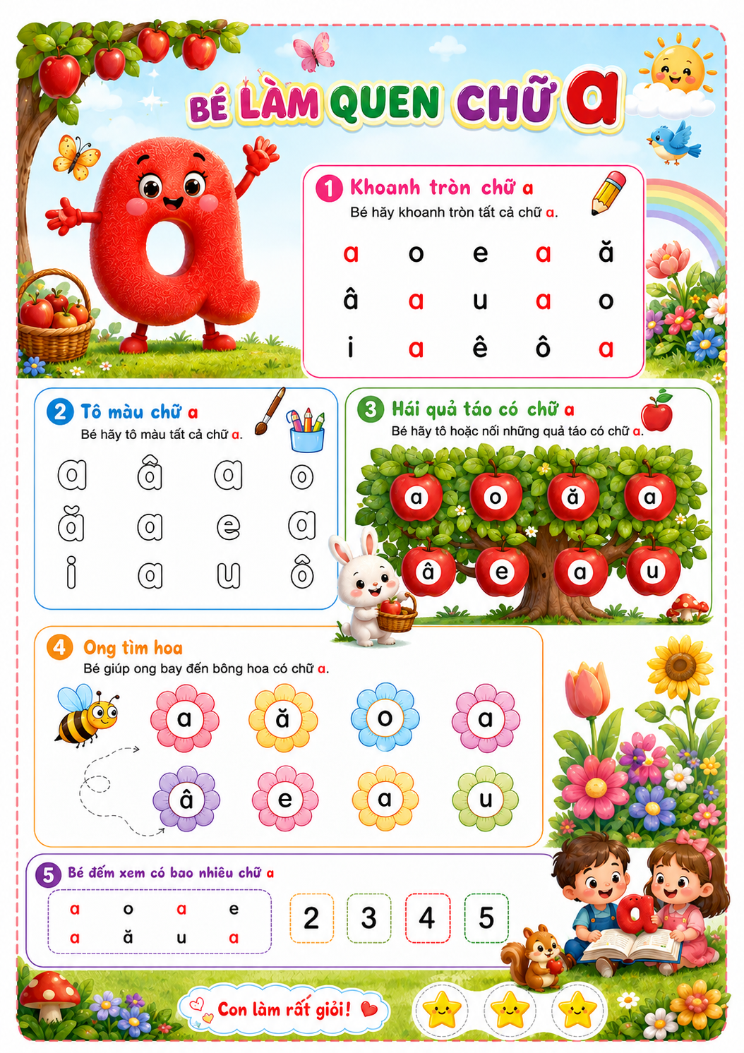 Bài tập chữ cái a