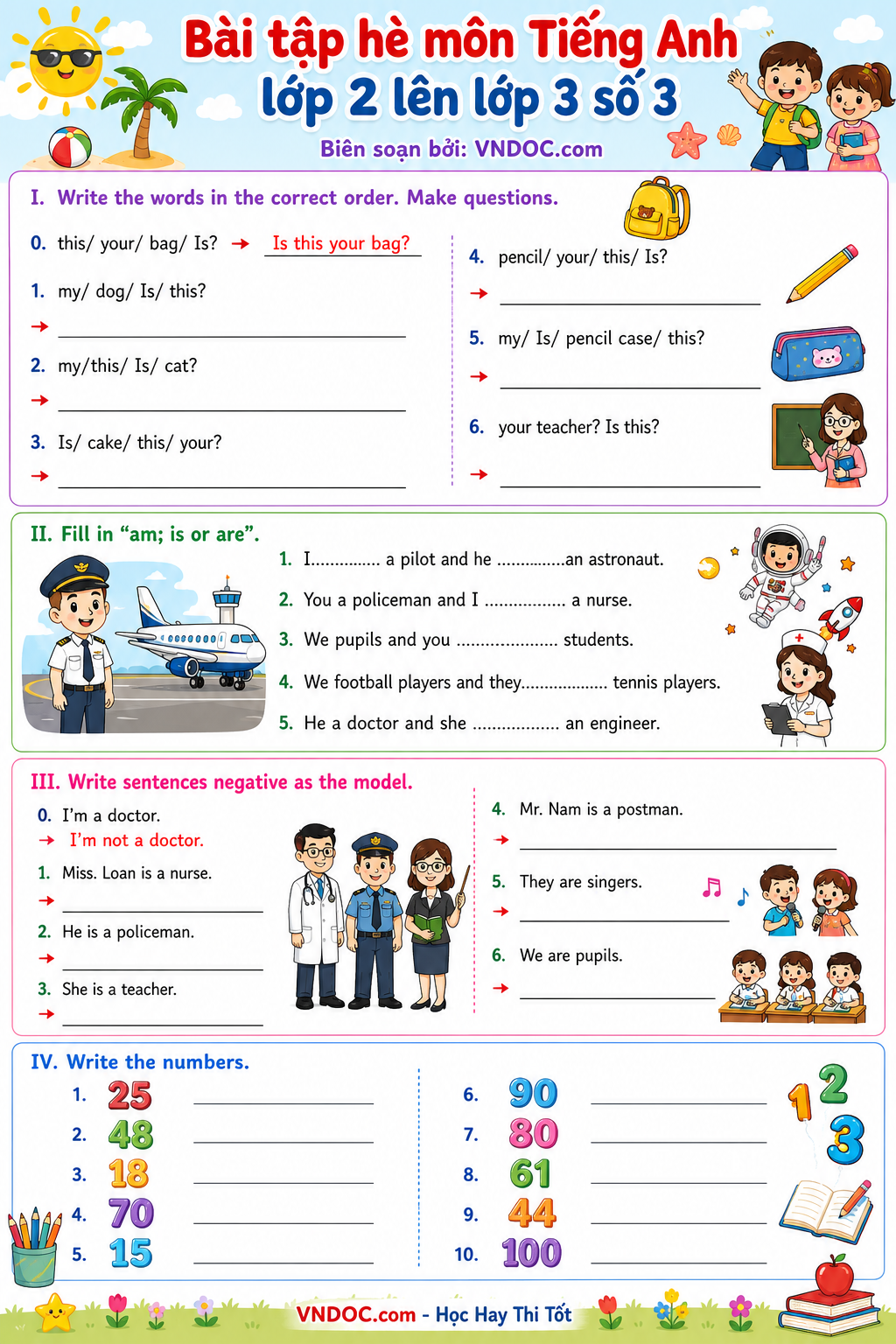 Bài tập ôn hè môn Tiếng Anh lớp 2 lên lớp 3 số 3