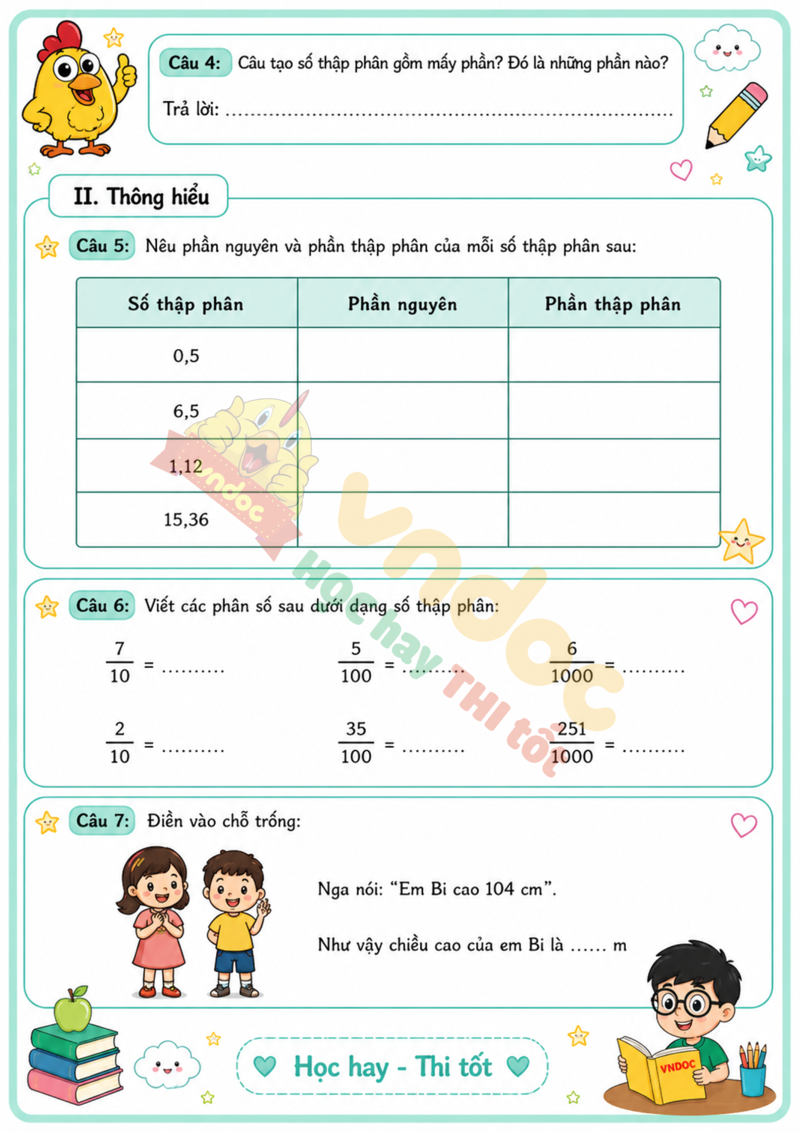 Bai tap toan lop 5 Bai 10 khai niem so thap phan nang cao h2*980567