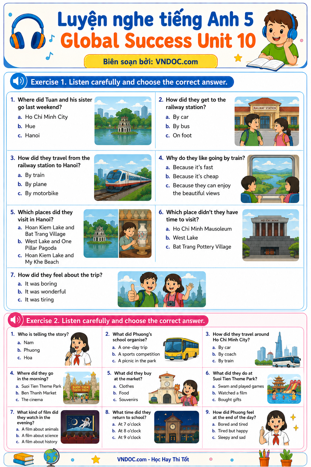 Luyện nghe tiếng Anh 5 Global Success Unit 10