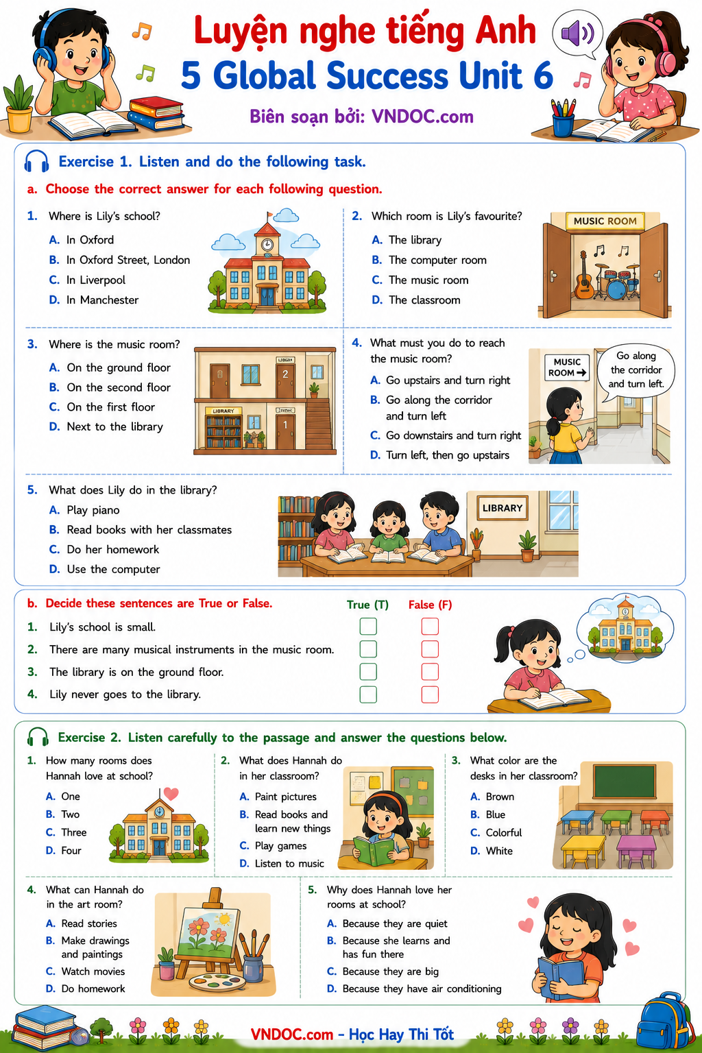 Luyện nghe tiếng Anh 5 Global Success Unit 6
