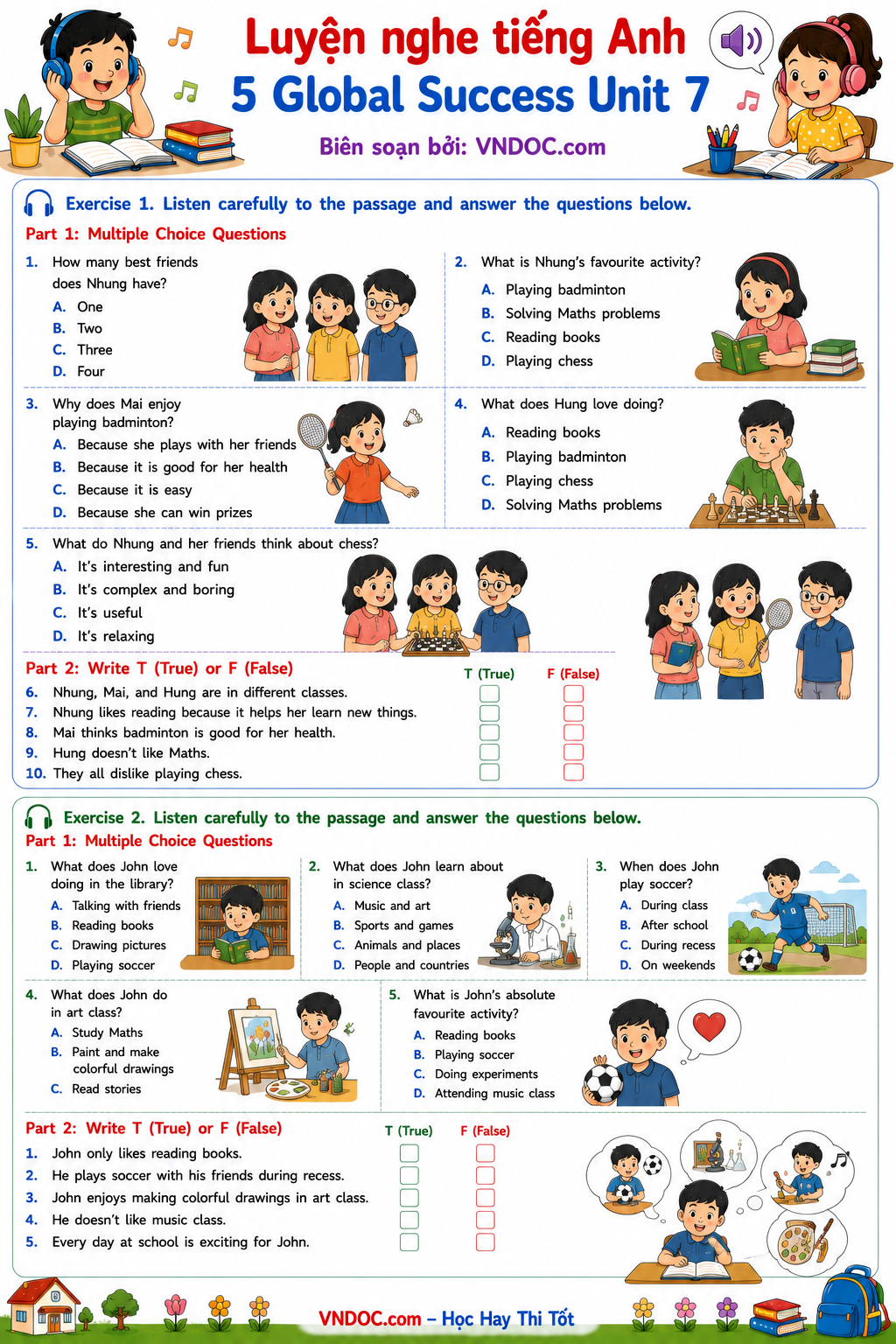 Luyện nghe tiếng Anh 5 Global Success Unit 7