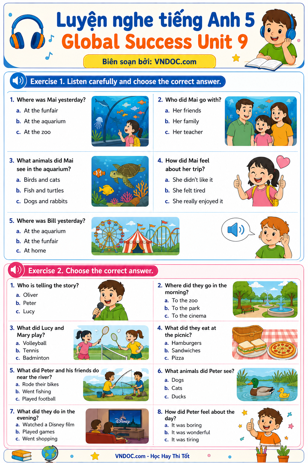 Luyện nghe tiếng Anh 5 Global Success Unit 9