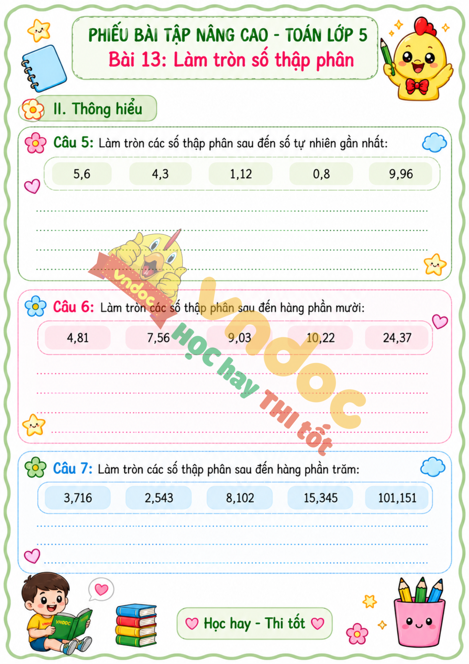 Bai tap toan lop 5 Bai 13 lam tron so thap phan nang cao kntt mh2*981091