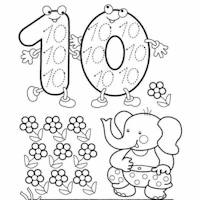 Tranh tô màu số 10 giúp bé làm quen với các con số