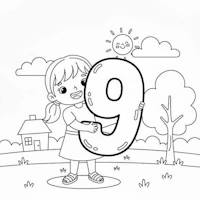 Tranh tô màu số 9 giúp bé làm quen với các con số