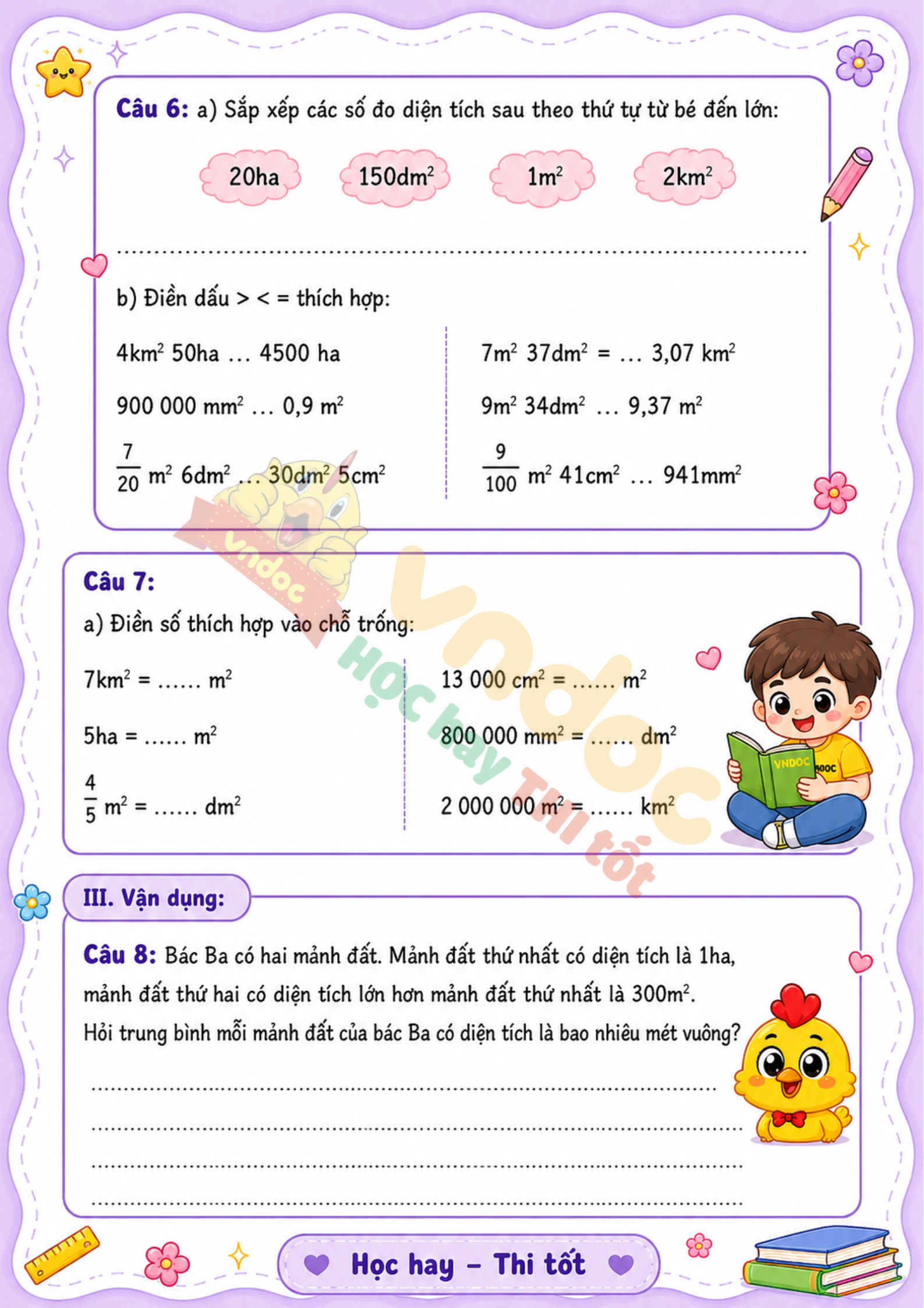 Bai tap toan lop 5 Bai 16 cac don vi do dien tich nang cao kntt mh2*983300