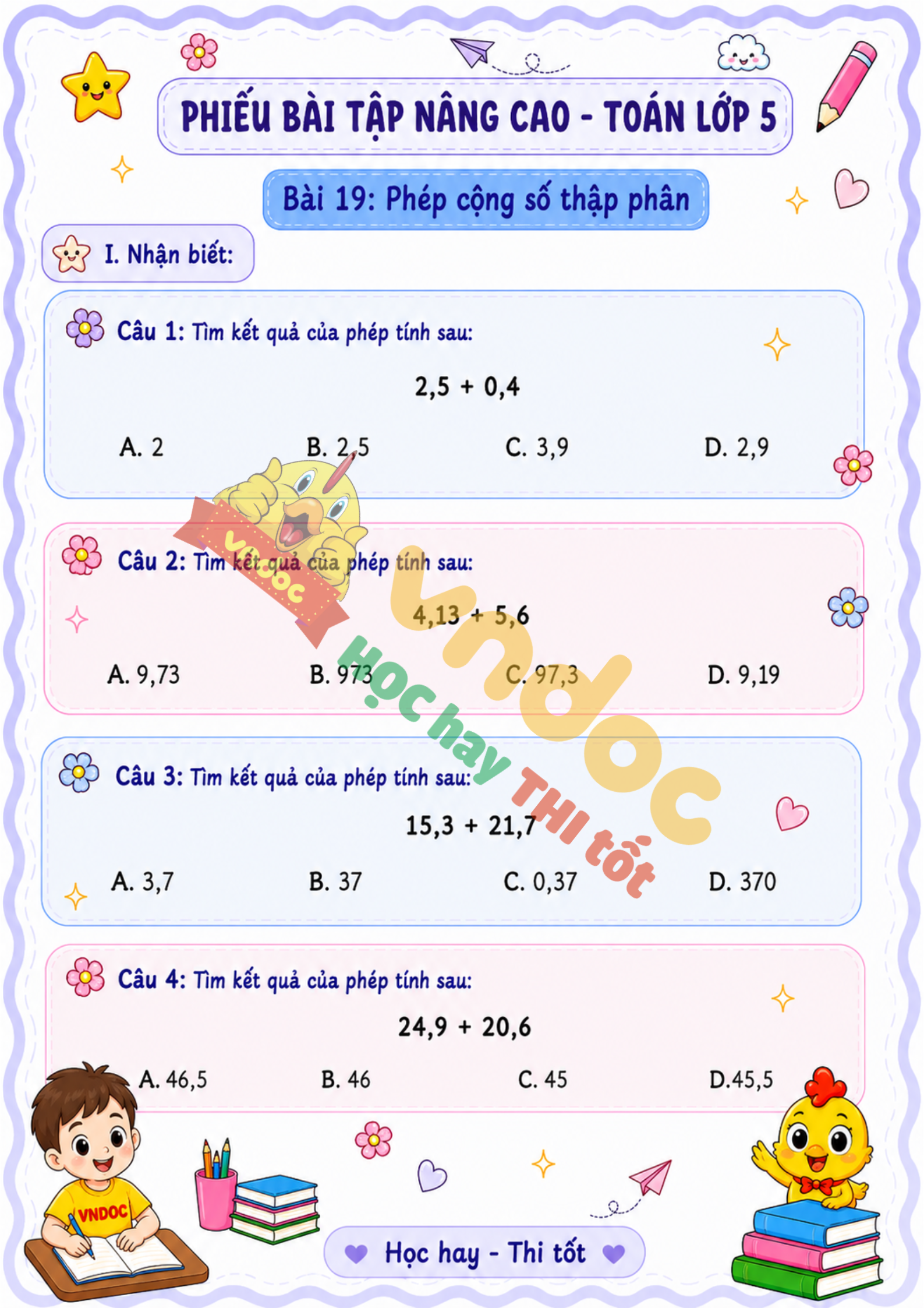 Bai tap toan lop 5 Bai 19 phep cong so thap phan nang cao mh1*983890