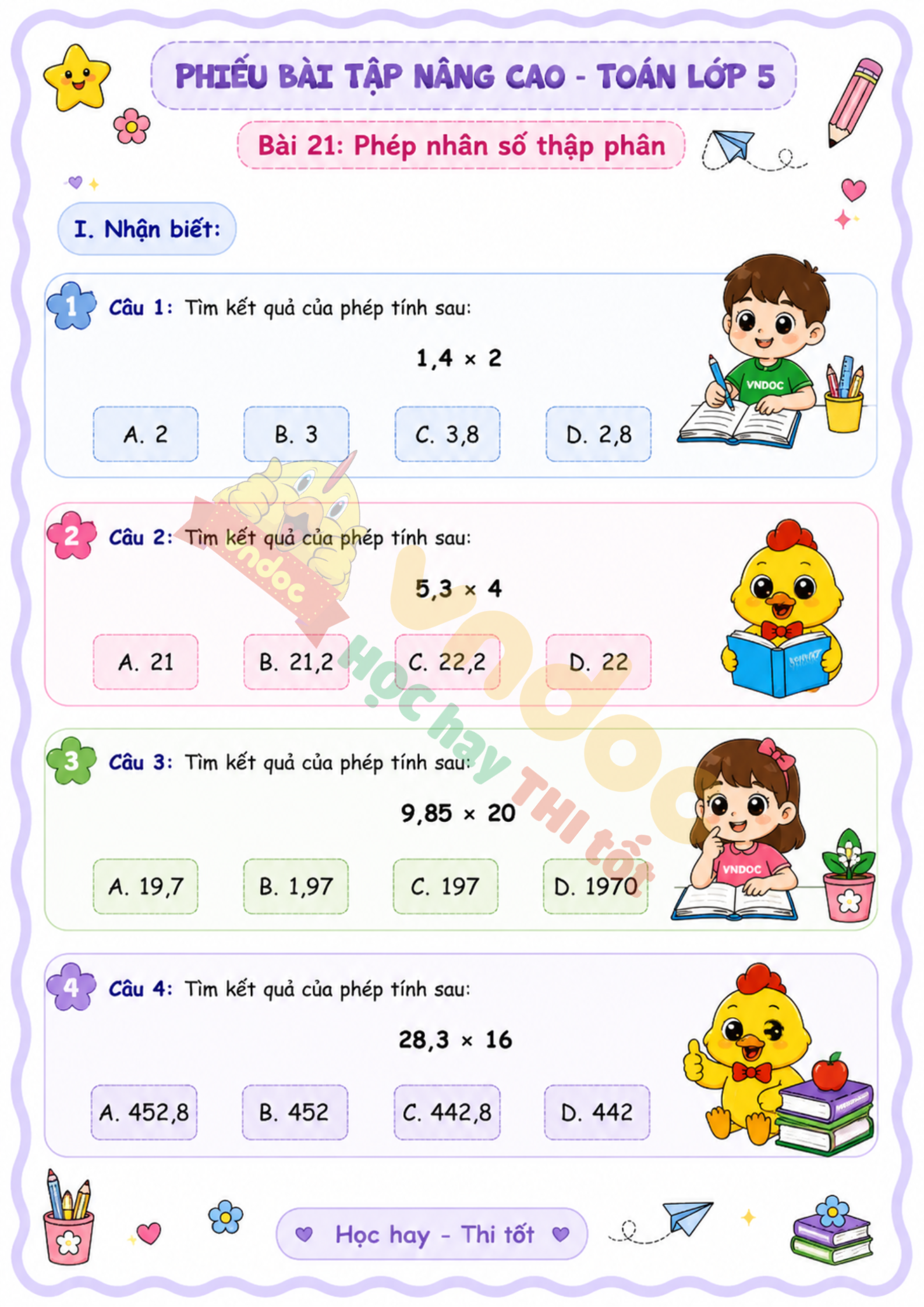 Bai tap toan lop 5 Bai 21 phep nhan so thap phan nang cao mh1*984512